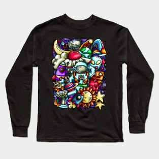 Space Doodle Illustration Long Sleeve T-Shirt